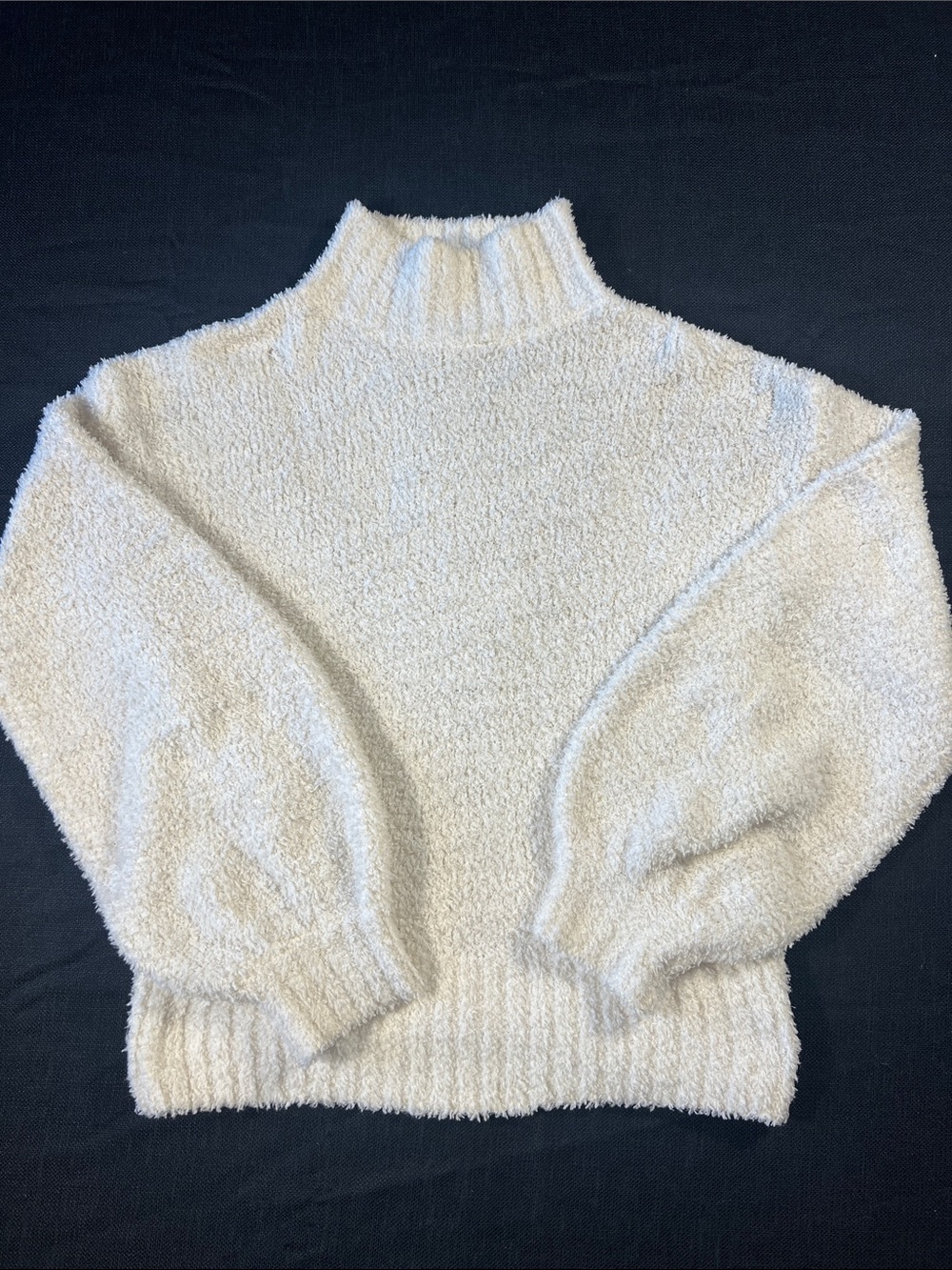 Urban Outfitters White/Cream Turtleneck Bouclé Sweater